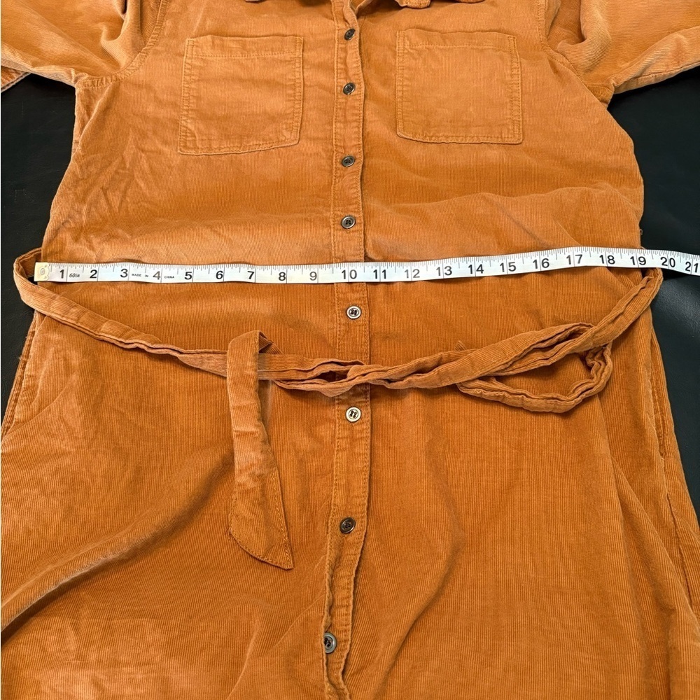 Lucky Brand Corduroy Brown Button-Up Belted Dress w/Pockets size XS - Picture 7 of 15